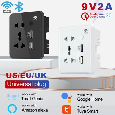 Smart Power Home Tuya 13A Outlet Wifi Uniwersalna wtyczka ścienna z panelem USB na trawę