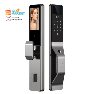 Glomarket Aluminium Alloy Automatyczny Tuya Smart Door Lock 3D Rozpoznawanie twarzy Video Intercom Digital Fingerprint Lock