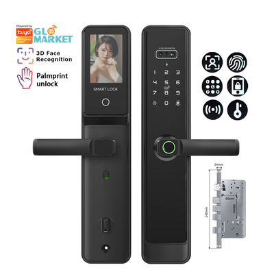 Glomarket Tuya Wi-Fi Smart Lock Aluminiowy Drzwi Drewniane Rozpoznawanie twarzy Odcisk dłoni Biometryczny Odcisk palców Cyfrowy Smart Lock