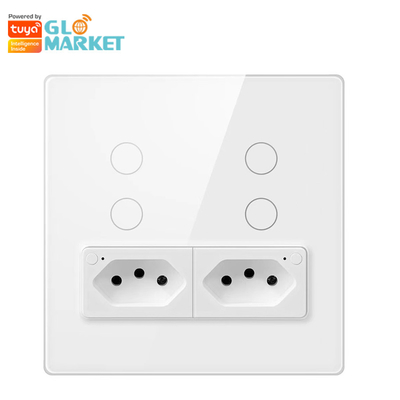 Glomarket Smart Wifi Brazil Standard Smart Home Tuya Smart 4 Gang Switch And Socket Wifi Smart Wall Socket Praca z Alexa