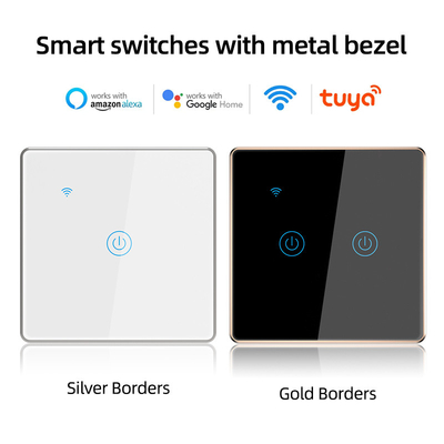 Metalowa ramka Tuya Smart Switch 600W 2 Gang Touch Dimmer App Sterowanie głosem