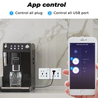 Smart Power Home Tuya 13A Outlet Wifi Uniwersalna wtyczka ścienna z panelem USB na trawę