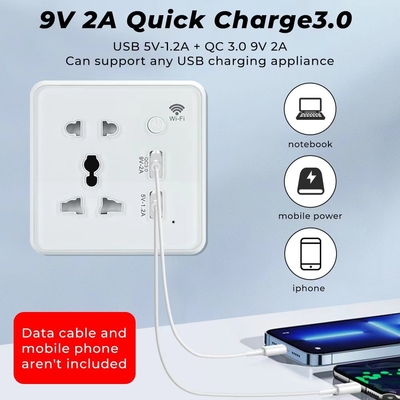 Smart Power Home Tuya 13A Outlet Wifi Uniwersalna wtyczka ścienna z panelem USB na trawę