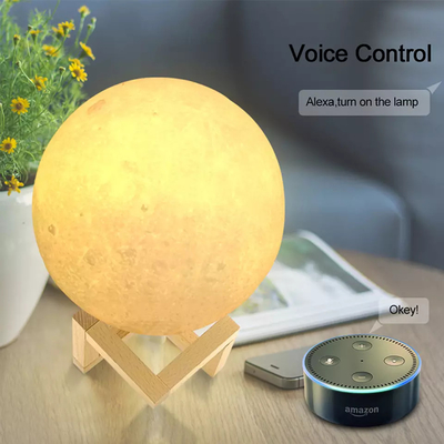 Glomarket Tuya 3D Drukowana lampa księżycowa Lampka nocna 16 milionów kolorów Regulowana