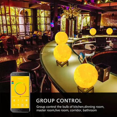 Glomarket Tuya 3D Drukowana lampa księżycowa Lampka nocna 16 milionów kolorów Regulowana