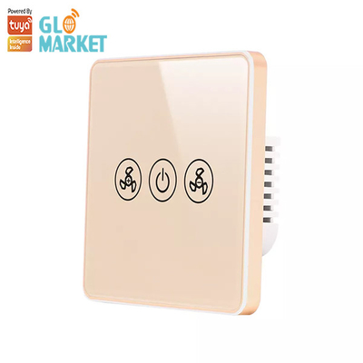 Glomarket Tuya Smart Wifi Przełącznik wentylatora Standard ue Szklana ściana dotykowa Bezprzewodowy pilot zdalnego sterowania
