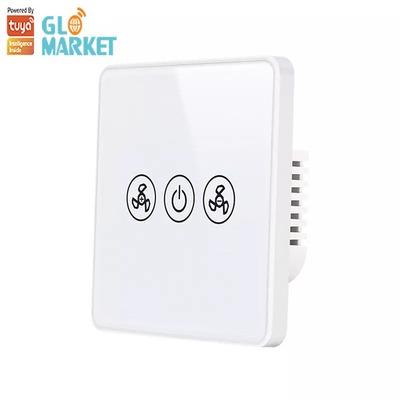 Glomarket Tuya Smart Wifi Przełącznik wentylatora Standard ue Szklana ściana dotykowa Bezprzewodowy pilot zdalnego sterowania