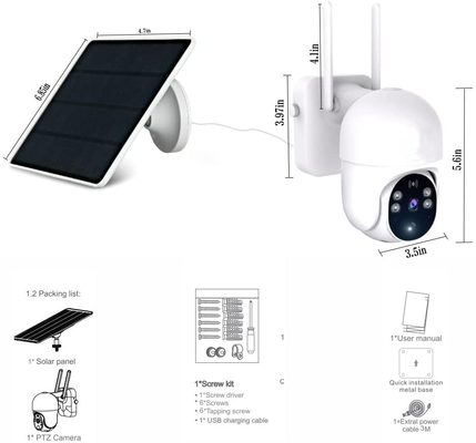Glomarket Tuya Inteligentna kamera słoneczna Wifi Wodoodporna kontrola aplikacji Kamera wykrywająca ruch PIR