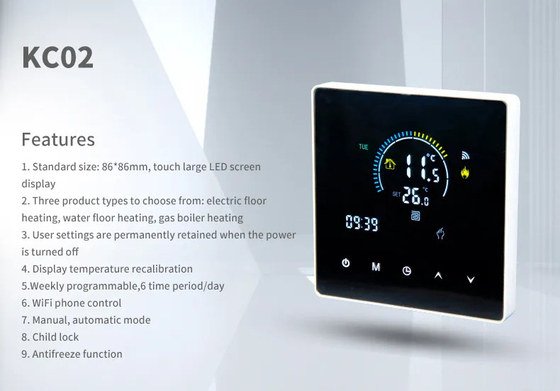 Programowalny inteligentny termostat Tuya Wifi do elektrycznego ogrzewania podłogowego kotła gazowego