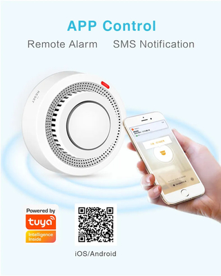 Tuya Smart WiFi Czujnik dymu Sterowanie APP Zdalny alarm Powiadomienie SMS 80DB Syrena
