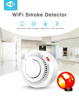 Tuya Smart WiFi Czujnik dymu Sterowanie APP Zdalny alarm Powiadomienie SMS 80DB Syrena