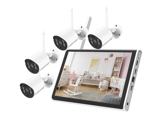 Glomarket Inteligentny zestaw Tuya Wifi NVR 4-kanałowa kamera 1080P 10,1-calowy zestaw LCD NVR