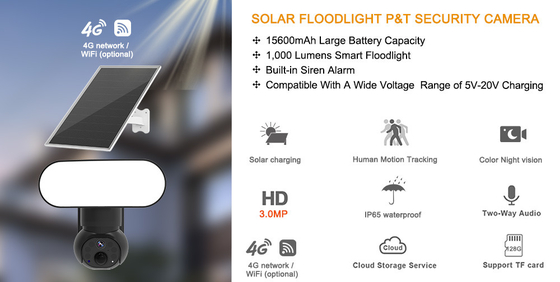Inteligentna kamera Floodlight Wifi 4G Bezpieczeństwo słoneczne 3MP Śledzenie ruchu Dwukierunkowa kamera audio