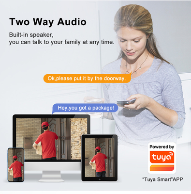 Tuay Smart Audio Dzwonek Wifi HD 1080p IP65 Wodoodporny PIR Wbudowana bateria Dwukierunkowa