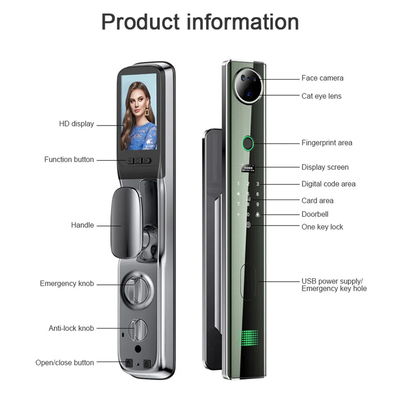 4200mah Duża bateria litowa Inteligentny zamek drzwiowy z kamerą monitorującą