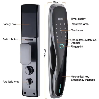 Glomarket 3D Face WIFI Smart W pełni automatyczny Smart Lock Odcisk palca APP Karta klucz Odblokowanie Inteligentny zamek drzwiowy z kamerą