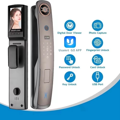 Glomarket 3d rozpoznawanie twarzy Smart Lock drzwi z kamerą cyfrowy odcisk palca w pełni automatyczne zamki bezpieczeństwa