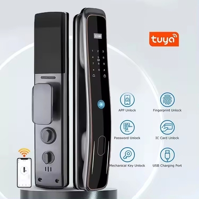 Glomarket Całkowicie automatyczny Tuya Wifi Smart Door Lock Kontrola telefonu komórkowego Fingerfrint cyfrowy hasło Smart Lock z kamerą