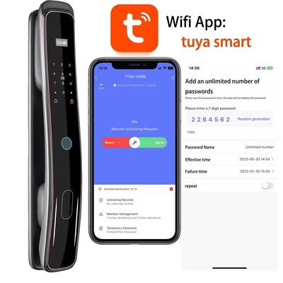 Glomarket Całkowicie automatyczny Tuya Wifi Smart Door Lock Kontrola telefonu komórkowego Fingerfrint cyfrowy hasło Smart Lock z kamerą