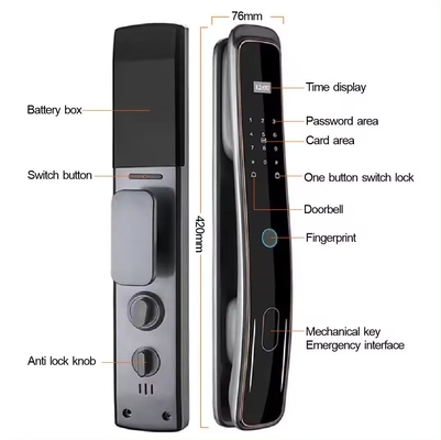 Glomarket Całkowicie automatyczny Tuya Wifi Smart Door Lock Kontrola telefonu komórkowego Fingerfrint cyfrowy hasło Smart Lock z kamerą