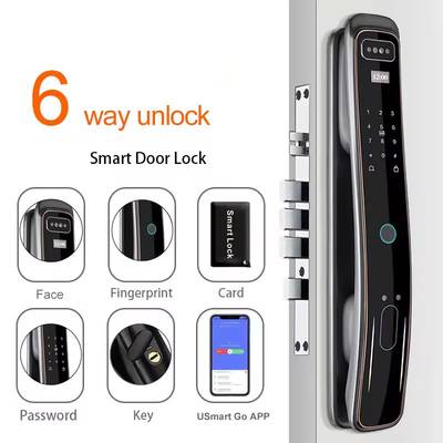 Glomarket Całkowicie automatyczny Tuya Wifi Smart Door Lock Kontrola telefonu komórkowego Fingerfrint cyfrowy hasło Smart Lock z kamerą