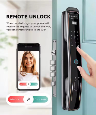 Glomarket Całkowicie automatyczny Tuya Wifi Smart Door Lock Kontrola telefonu komórkowego Fingerfrint cyfrowy hasło Smart Lock z kamerą