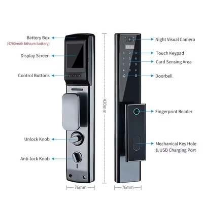 Glomarket Bezprzewodowy Biometryczny Odcisk Palca Bezpieczeństwo Całkowicie Automatyczny Smart Lock Cyfrowy Hasło Karta Klucz Zamek Z Kamera
