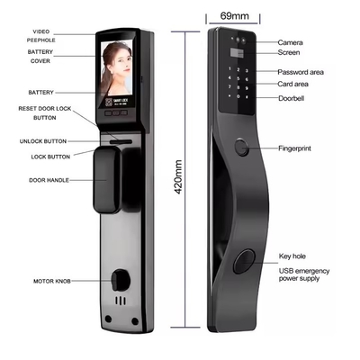 Glomarket Tuya Rozpoznawanie twarzy Smart Door Lock Security Digital Password Fingerprint Door Smart Locks