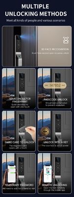 Glomarket Aluminium Alloy Automatyczny Tuya Smart Door Lock 3D Rozpoznawanie twarzy Video Intercom Digital Fingerprint Lock