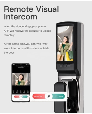 Glomarket Cena fabryczna Wi-Fi App Smart Door Lock Z rozpoznawaniem twarzy Biometryczny odcisk palca Cerradura Wsparcie Funkcja interfona