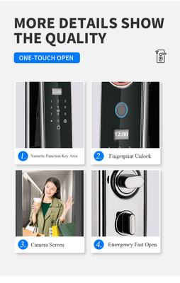 Glomarket Cena fabryczna Wi-Fi App Smart Door Lock Z rozpoznawaniem twarzy Biometryczny odcisk palca Cerradura Wsparcie Funkcja interfona