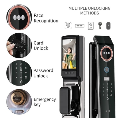 Glomarket Cena fabryczna Wi-Fi App Smart Door Lock Z rozpoznawaniem twarzy Biometryczny odcisk palca Cerradura Wsparcie Funkcja interfona
