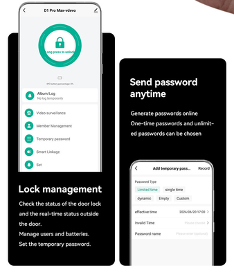 Glomarket Tuya Wi-Fi Smart Lock Aluminiowy Drzwi Drewniane Rozpoznawanie twarzy Odcisk dłoni Biometryczny Odcisk palców Cyfrowy Smart Lock