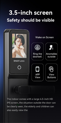 Glomarket Tuya Wi-Fi Smart Lock Aluminiowy Drzwi Drewniane Rozpoznawanie twarzy Odcisk dłoni Biometryczny Odcisk palców Cyfrowy Smart Lock