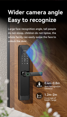 Glomarket Tuya Wi-Fi Smart Lock Aluminiowy Drzwi Drewniane Rozpoznawanie twarzy Odcisk dłoni Biometryczny Odcisk palców Cyfrowy Smart Lock