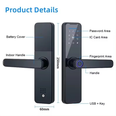 Glomarket Wifi Tuya Smart Door Lock Aluminiowy Odcisk Palca Hasło Karta Klucz Odblokowanie Biometryczny Cyfrowy Smart Lock