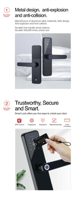 Glomarket Wifi Tuya Smart Door Lock Aluminiowy Odcisk Palca Hasło Karta Klucz Odblokowanie Biometryczny Cyfrowy Smart Lock