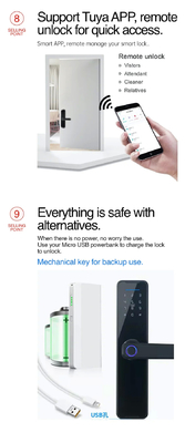Glomarket Wifi Tuya Smart Door Lock Aluminiowy Odcisk Palca Hasło Karta Klucz Odblokowanie Biometryczny Cyfrowy Smart Lock