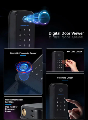 Glomarket Wifi Biometryczny Elektroniczny Tuya App Remote Smart Lock Smart Fingerprint Door Lock Z Cat Eye