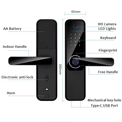 Glomarket Wifi Biometryczny Elektroniczny Tuya App Remote Smart Lock Smart Fingerprint Door Lock Z Cat Eye