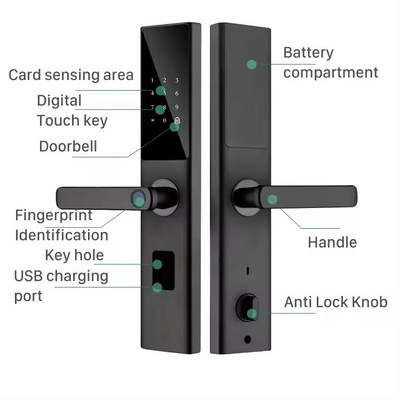 Glomarket Tuya Smart WiFi Digital Door Lock Code RFID IC Card Smartphone App Odblokowanie Biometryczny Odcisk Palca Smart Lock
