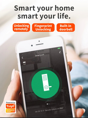 Glomarket Tuya Smart WiFi Digital Door Lock Code RFID IC Card Smartphone App Odblokowanie Biometryczny Odcisk Palca Smart Lock