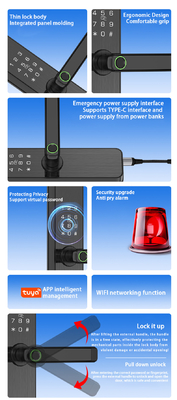 Glomarket Tuya Smart Door Lock Sypialnia Dom Digital Biometric Fingerprint Inteligentny uchwyt Zamki elektroniczne