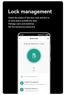 Glomarket Security Cerradura Inteligente Security Home Automatyczny Elektryczny Wi-Fi Odcisk palców Cyfrowy Tuya Smart Door Lock