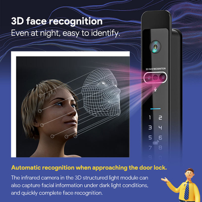 Glomarket Tuya 3d Face Cerradura Inteligente Automatyczna Elektryczna Kamera Wi-Fi Odcisk palców Cyfrowy Smart Door Lock