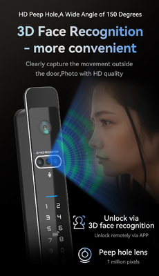 Glomarket Tuya 3d Face Cerradura Inteligente Automatyczna Elektryczna Kamera Wi-Fi Odcisk palców Cyfrowy Smart Door Lock