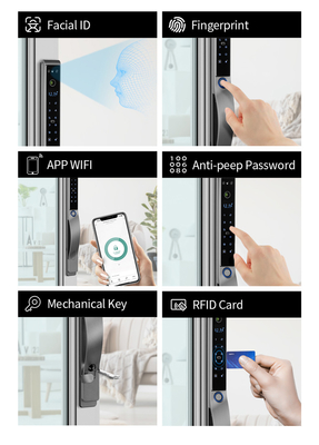 Glomarket Outdoor Electric Keyless 3D Face Recognition Tuya Digital Password Card Door Lock Wodoszczalny Zamek Odcisków Palców Inteligentny Zamek