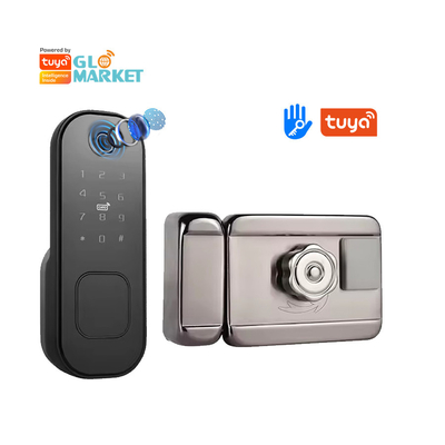 Glomarket Smart Home wodoodporny Smart Electric Rim Lock z Tuya APP Control WIFI Outdoor Gate Door Fingerprint Smart Lock