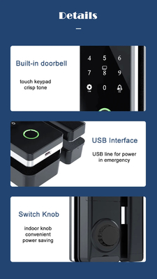 Glomarket Tuya Smart Glass Door Lock Biometryczny odcisk palca BLE Smart Electronic Lock Do Biura Szklane drzwi