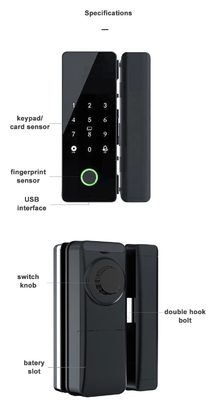 Glomarket Tuya Smart Glass Door Lock Biometryczny odcisk palca BLE Smart Electronic Lock Do Biura Szklane drzwi